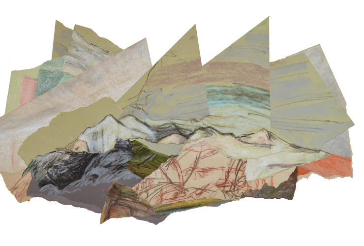 Bones of the Land - pastel collage - Clare Yarrington